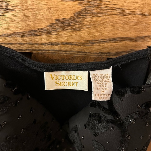 Victoria’s Secret Vintage Gold Label Black Velvet Sparkly Lingerie Black Dress - Picture 6 of 7